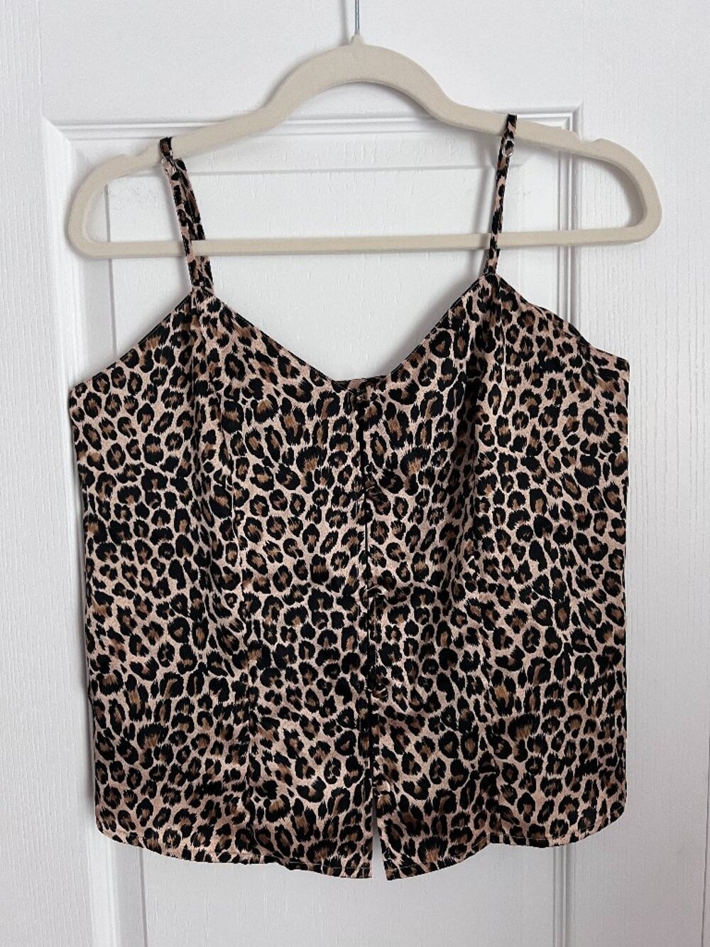 Vintage Valerie Stevens Leopard Print Button-Down Cami Top - Size M
